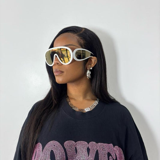 On The Way Curve Retro Sunglasses - Black Oversized Unisex Sunglasses with Natural Material Lens, Full Rim Plastic Frame, UV Protection Technology