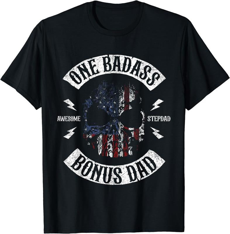 One Badass Bonus Stepdad Birthday Step Dad Fathers Day Gift T-Shirt