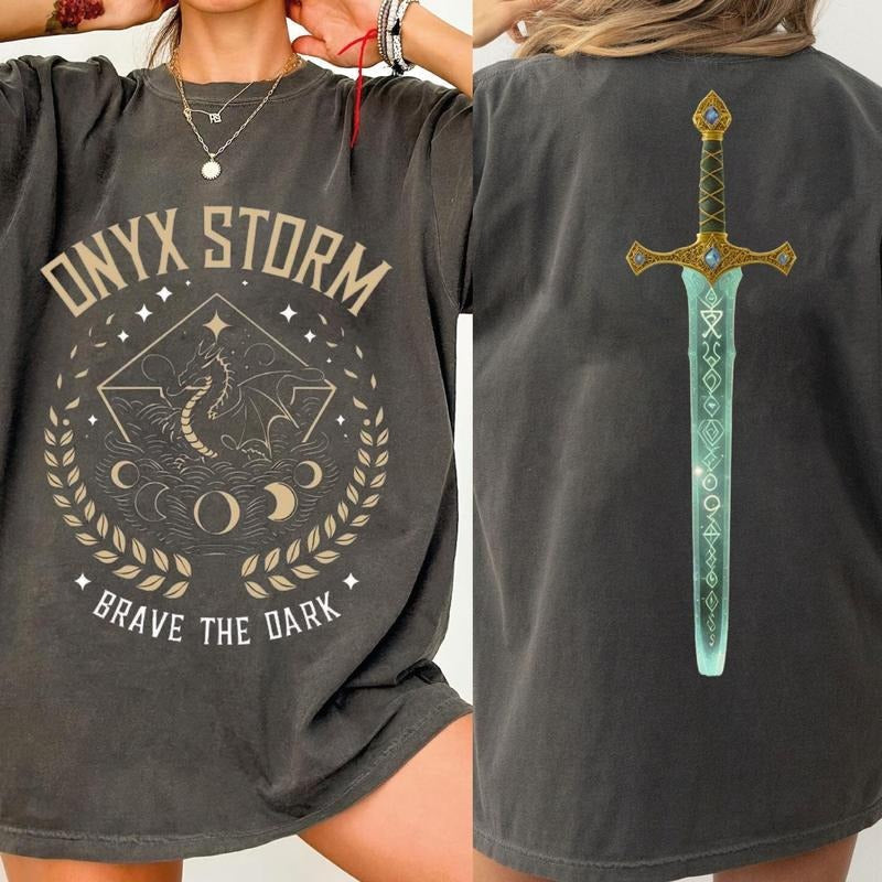 Onyx Storm Brave The Dark Shirt, Fourth Wing Series Shirt For Fan, Violet Sorrengail Dragon Rider, Brave the Dark Tee ALC1961