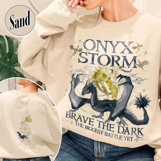 Onyx Storm Brave the Dark Sweatshirt, Fourth Wing Series Sweatshirt, Dragon Rider Sweatshirt, Basgiath War College Sweatshirt, Violet Sorrengail