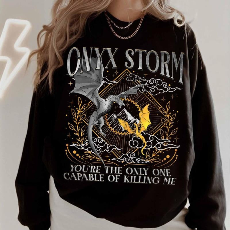 Onyx Storm Brave the Dark Sweatshirt, Xaden Riorson Hoodie, Fourth Wing Sweatshirt, Violet Sorrengail Dragon Rider T-shirt