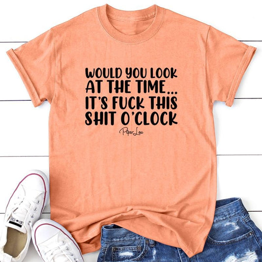 F* This Sh* O'Clock Apparel, Printed In The USA, Tee / Tank / V Neck Gray / White / Blue / Hot Pink / Orange, #sassy #cute #blackprint #100%cotton