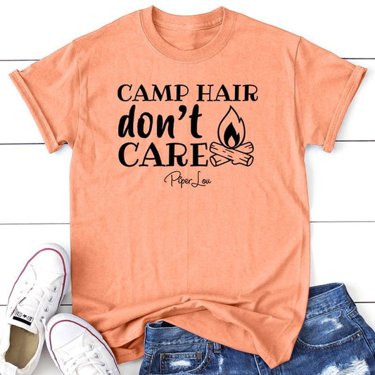 Camp Hair Don't Care Apparel, Proudly Printed In The USA, Tee / Tank / V Neck Gray / White / Blue / Hot Pink / Orange, #sassy #cute #blackprint
