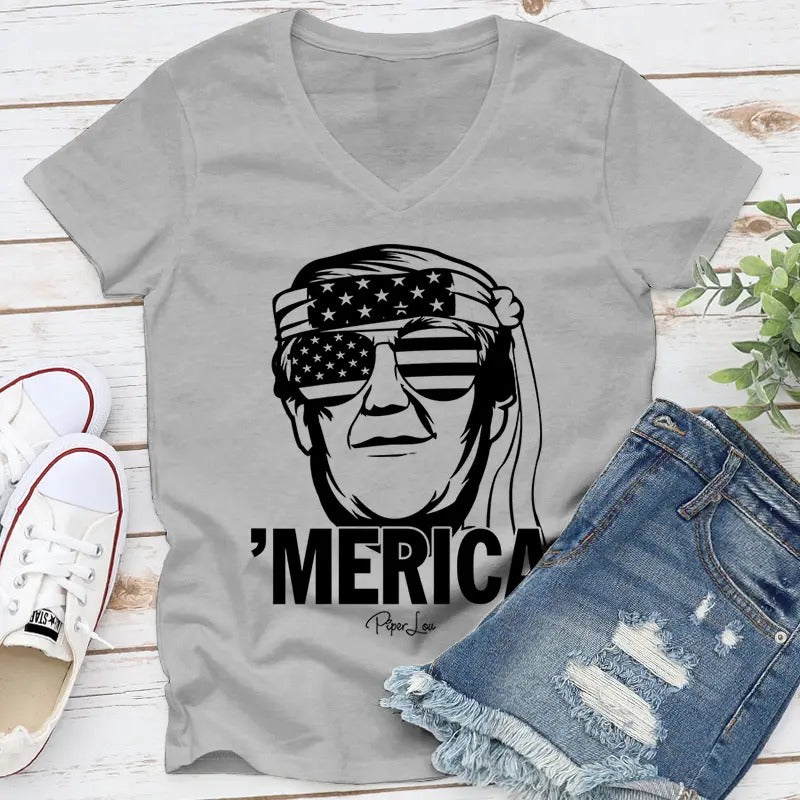 Merica Bandana Apparel, Proudly Printed In The USA, Tee / Tank / V Neck Gray / White / Blue / Hot Pink / Orange, #sassy #cute #blackprint