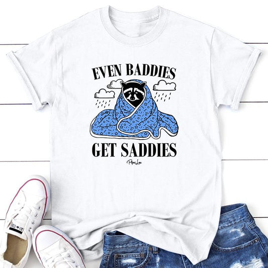 Even Baddies Get Saddies Apparel, Proudly Printed In The USA, Tee / Tank / V Neck Gray / White / Blue / Hot Pink / Orange, #sassy #cute #blackprint