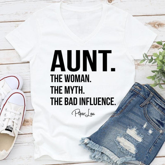 Aunt The Woman The Myth Apparel, Proudly Printed In The USA, Tee / Tank / V Neck Gray / White / Blue / Hot Pink / Orange, #sassy #cute #blackprintstyle{n002}2