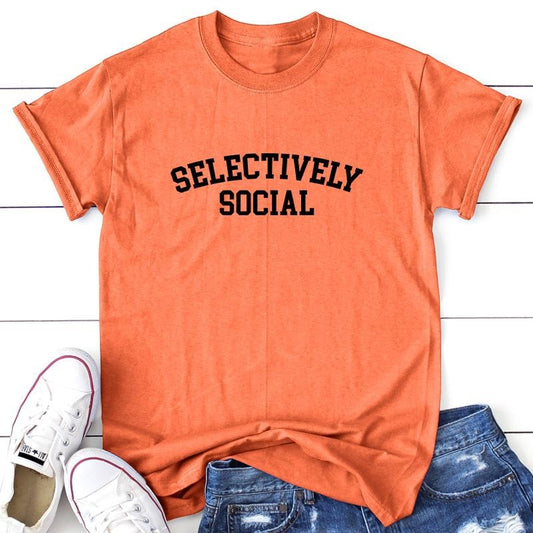 Selectively Social Apparel, Proudly Printed In The USA, Tee, Gray / White / Blue / Orange, #sassy #cute