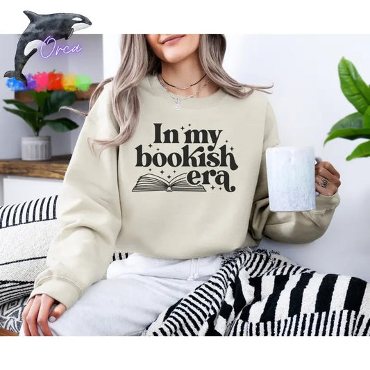 Orca ~ "IN MY BOOKISH ERA" Puff Unisex Sweatshirts ~ Book Lovers Shirt Womenswear