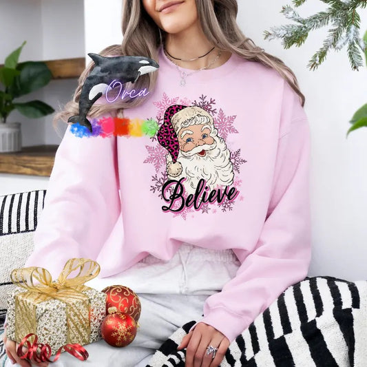 Orca ~ SANTA BELIEVE Unisex Sweatshirts ~ Small - 4XL Christmas Crewneck Casual Womenswear
