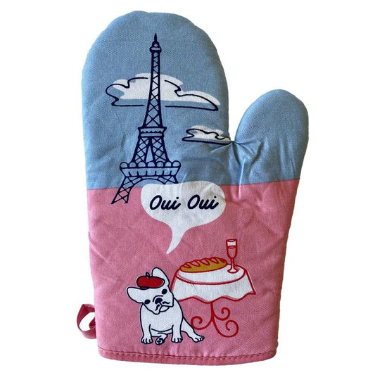 Oui Oui French Bulldog Oven Mitt Funny Pet Puppy Animal Lover Kitchen Glove Funny Graphic Kitchenwear Funny Dog  Novelty Cookware Multi