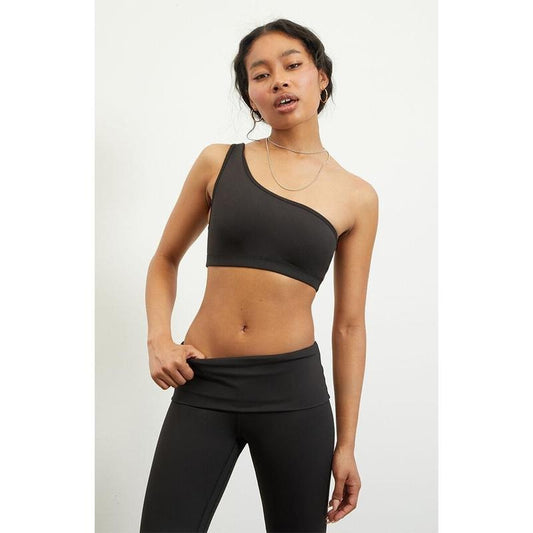 PAC 1980 Women's Active Black Bolt One Shoulder Sports Bra
