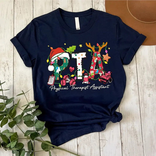 PTA Christmas T-shirt, Holiday Tee for Physical Therapy Assistant, PTA Gift, Physical Therapy Shirt
