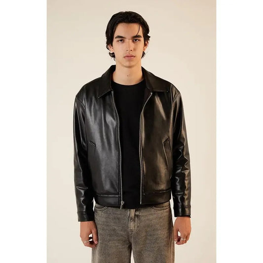 PacSun Men's Black Faux Leather Oversized Jacket