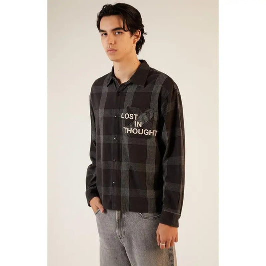 PacSun Men's Black Graphic Flannel Shirt