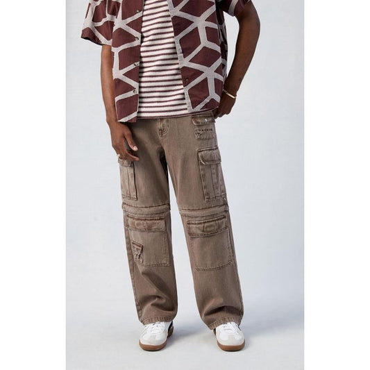 PacSun Men's Brown Baggy Zip-Off Cargo Jeans