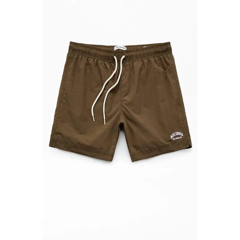 PacSun Men's Brown Collegiate 6" Swim Trunks