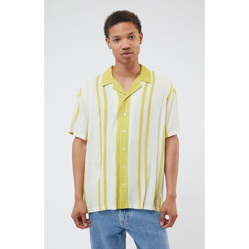 PacSun Men's Gold Nouveau Stripe Woven Camp Shirt