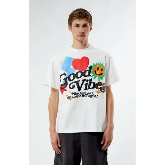 PacSun Men's Good Vibes Puff Oversized T-Shirt