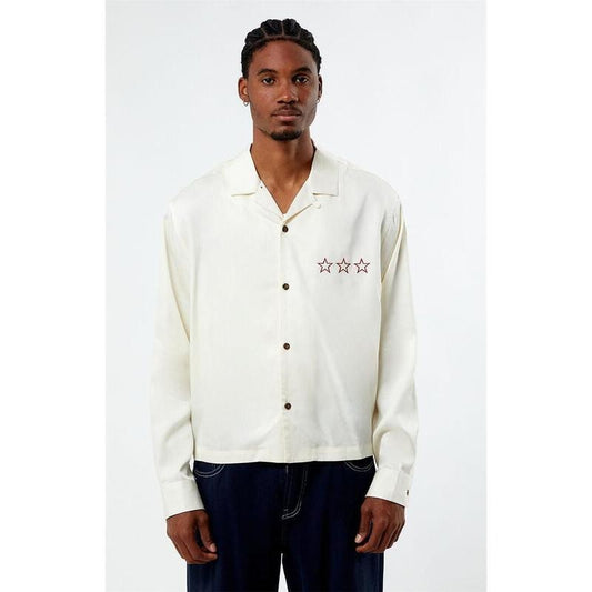PacSun Men's Graphic Long Sleeve Cropped Camp Shirt
