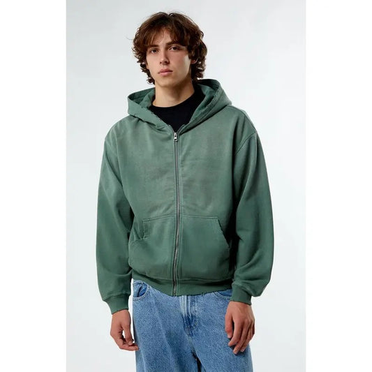 PacSun Men's Green Heavyweight Spray Full Zip Hoodie