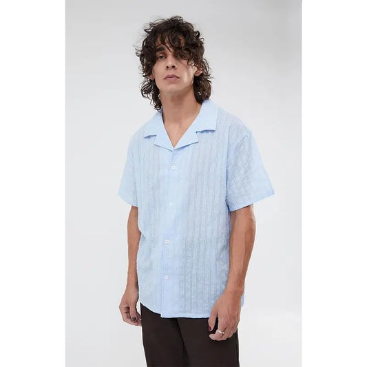 PacSun Men's Pointelle Textured Woven Camp Shirt