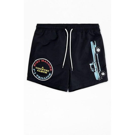 PacSun Men's Post Malone Black 4.5" Swim Trunks