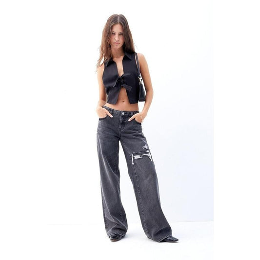 PacSun Women's Casey Black Ripped Low Rise Baggy Jeans
