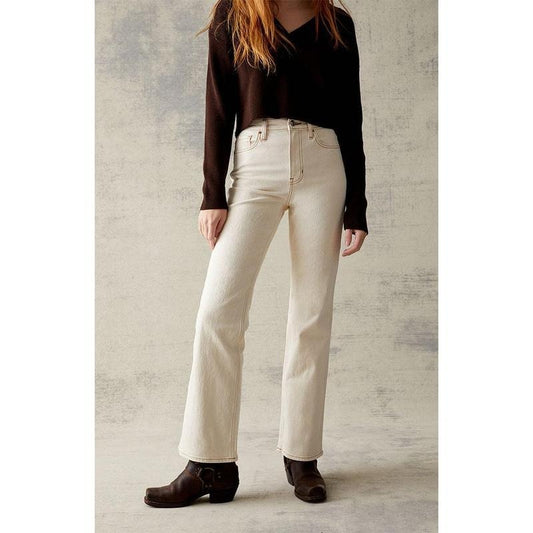 PacSun Women's Cream Stretch High Waisted Bootcut Jeans