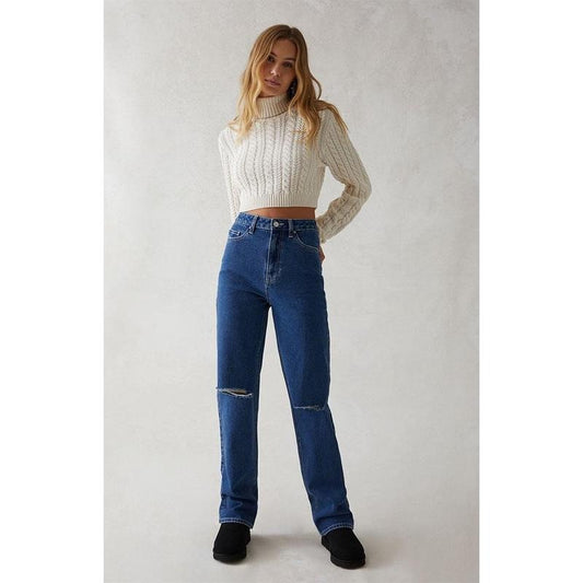 PacSun Women's Dark Indigo Ripped '90s Boyfriend Jeans