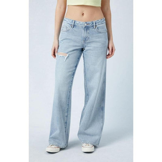PacSun Women's Eco Light Indigo Ripped Low Rise Baggy Jeans