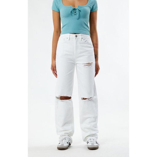 PacSun Women's Eco White Ripped '90s Boyfriend Jeans