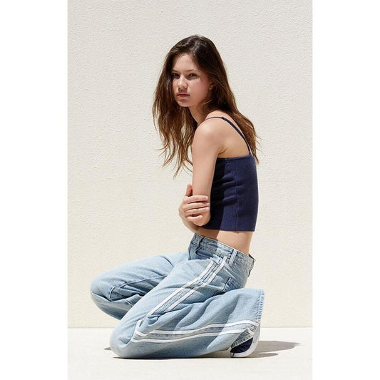 PacSun Women's Light Indigo Low Rise Baggy Track Jeans
