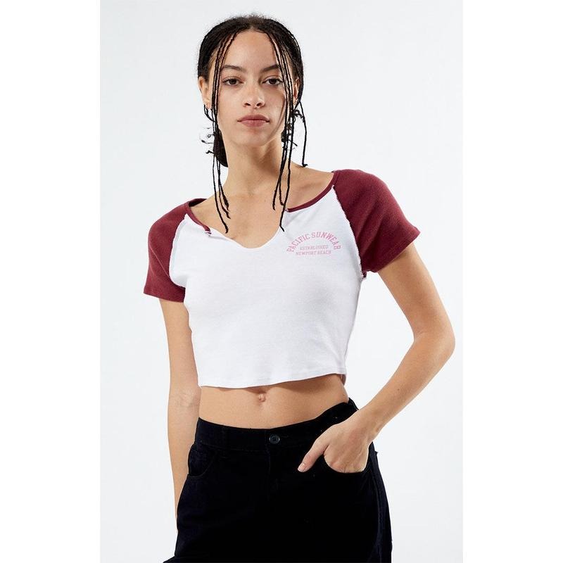 PacSun Women's Pacific Sunwear Newport Arch Notched Raglan T-Shirt