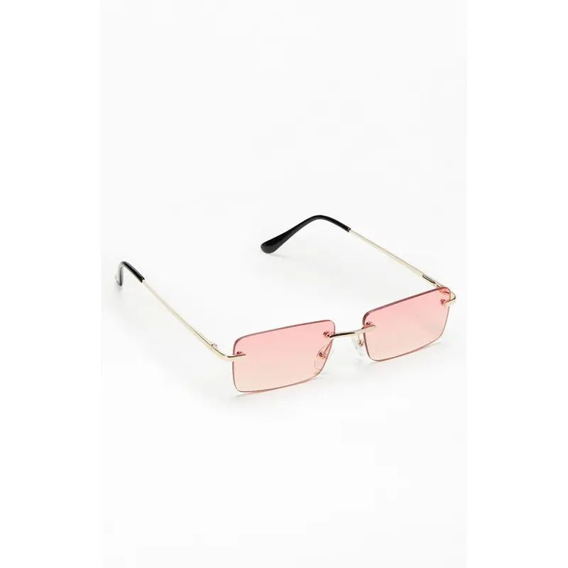 PacSun Women's Pink Metal Square Sunglasses