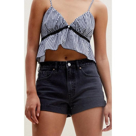 PacSun Women's Stretch Black Denim Mom Shorts