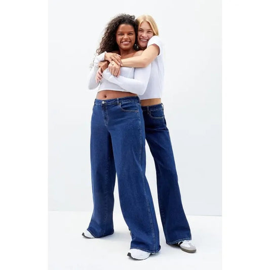 PacSun Women's Stretch Dark Indigo Curve Low Rise Baggy Jeans