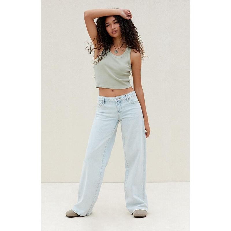 PacSun Women's Stretch Light Indigo Low Rise Baggy Jeans