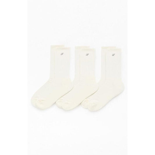 Pacsun Men's 3 Pack White Embroidered Basic Crew Socks
