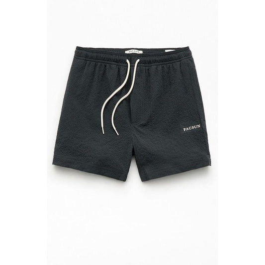 Pacsun Men's Black Sail Seersucker 4.5" Swim Trunks