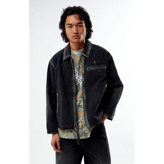 Pacsun Men's BlackÂ Washed Denim Gas Jacket