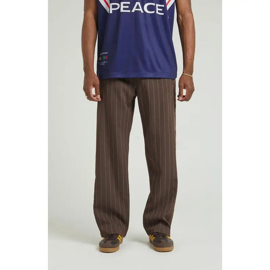 Pacsun Men's Brown Pinstripe Tony Baggy Track Pants