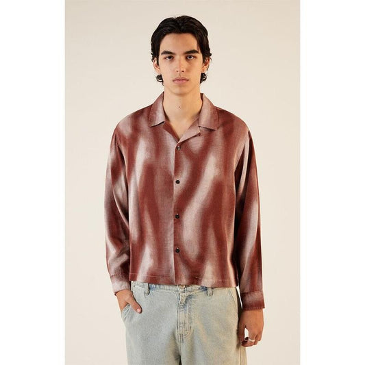 Pacsun Men's Printed Long Sleeve Cropped Camp Shirt