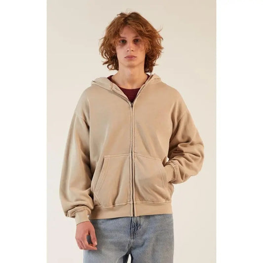 Pacsun Men's Tan Vintage Wash Full Zip Hoodie