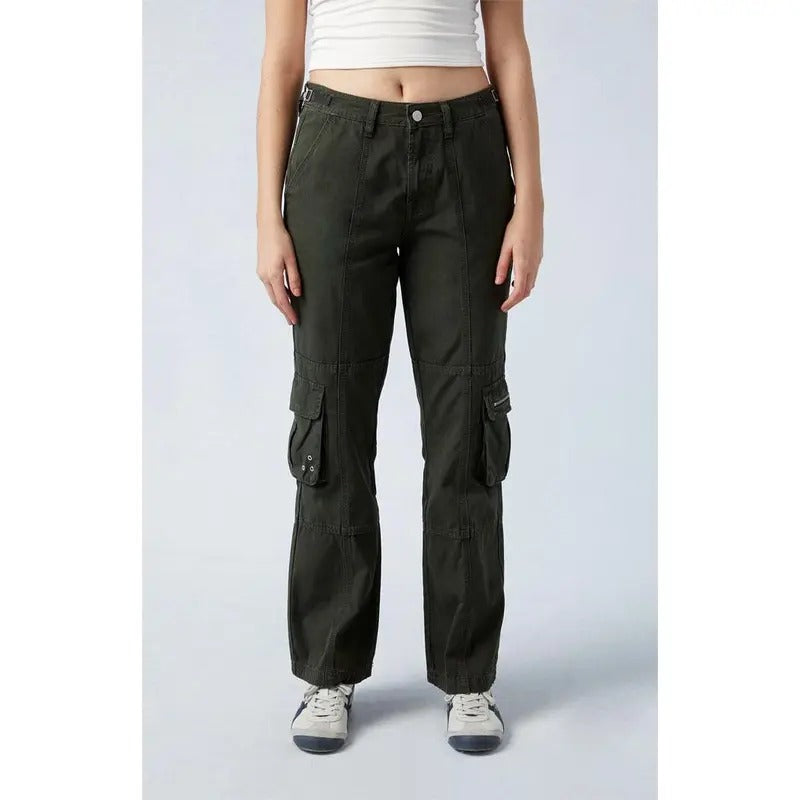 Pacsun Women's Army Green Mid Rise Vintage Bootcut Pants