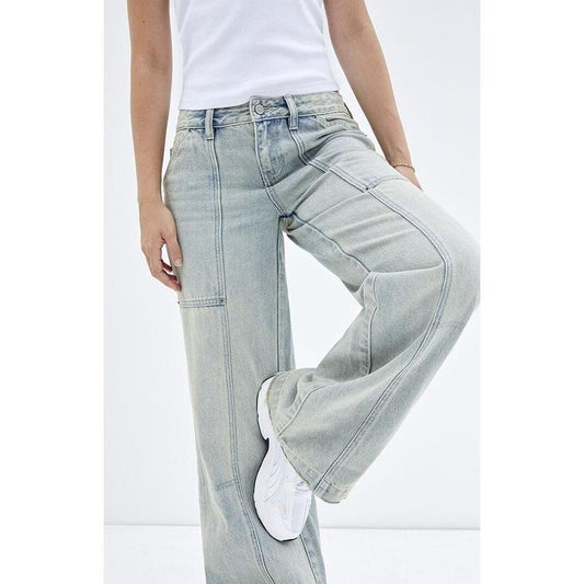 Pacsun Women's Casey Light Indigo Low Rise Baggy Cargo Jeans