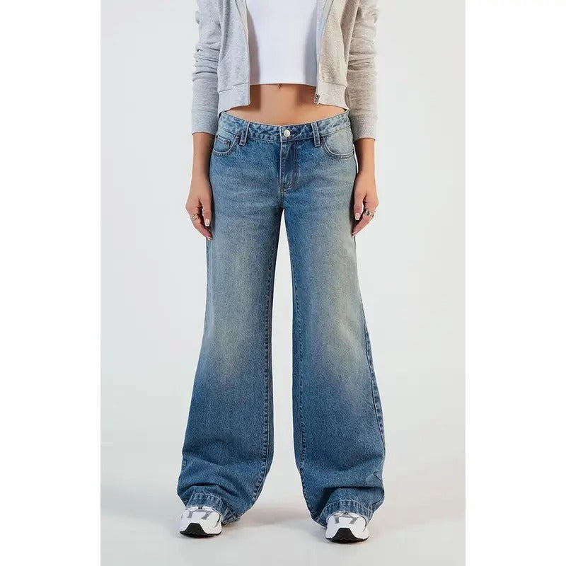 Pacsun Women's Casey Tinted Low Rise Baggy Jeans Dark Indigo