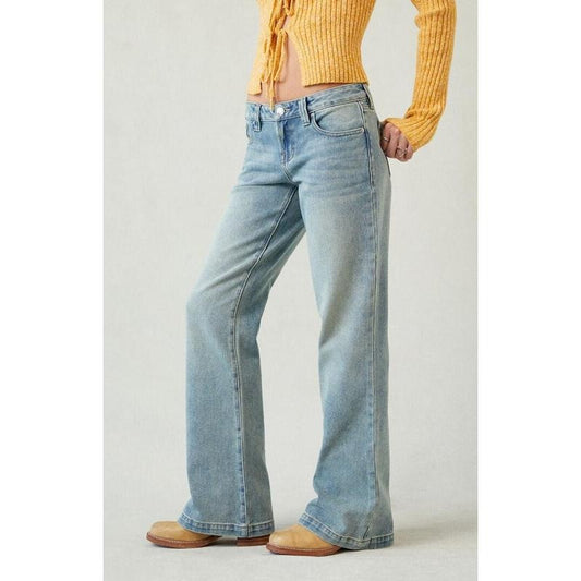 Pacsun Women's Charlie Low Rise Baggy Bootcut Jeans Light Blue