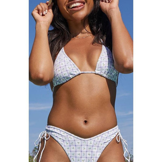 Pacsun Women's Floral Plaid Moira Triangle Bikini Top