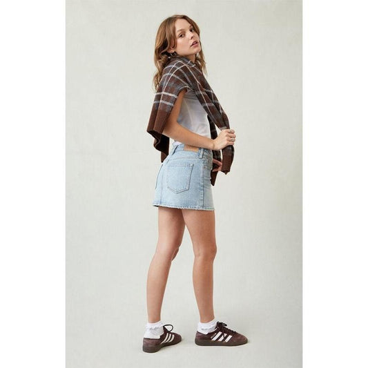 Pacsun Women's Stretch Light Indigo Mid Rise Denim Mini Skirt - Multicolor