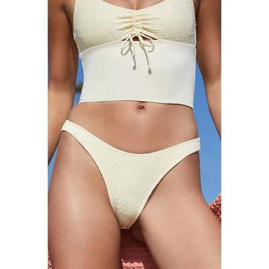 Pacsun Women's Yellow Ramona Eyelet High Cut Bikini Bottom